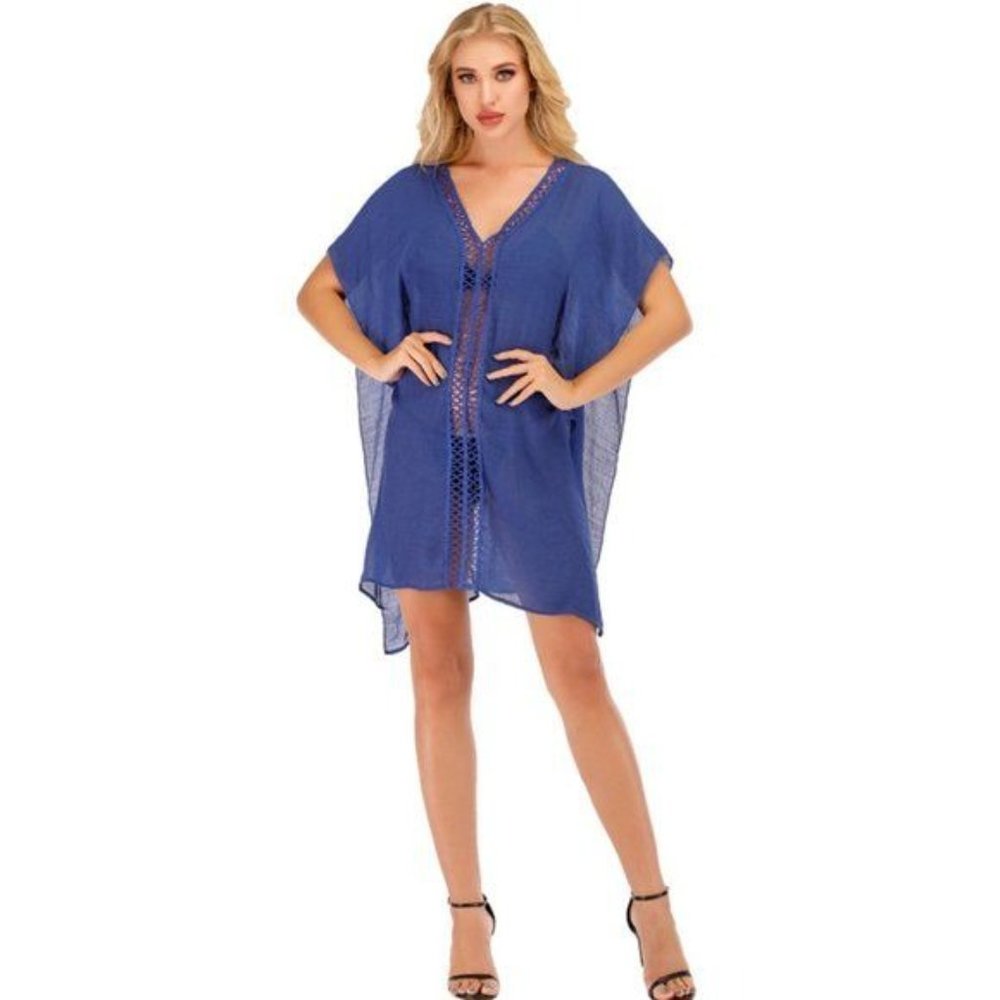 Mun and Me Boutique Lace Beach Coverup Bathing Suit Cover Up Summer Blue OS NWT - Picture 3 of 3